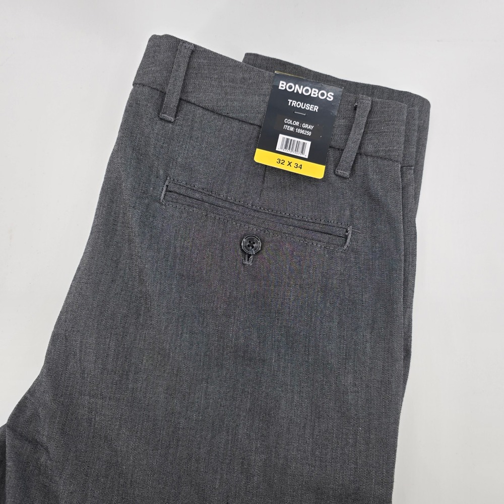 Bonobos Trouser Mens Cotton Stretch Textured Gray 32x34 NWT